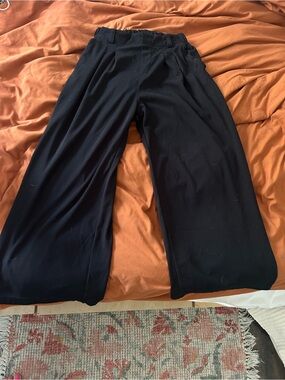 HALARA Black Wide-Leg Pants with Elastic Waist